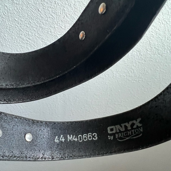 Onyx by Brighton Mens Western Style Belt Black With Silver Size 44 - Picture 5 of 6